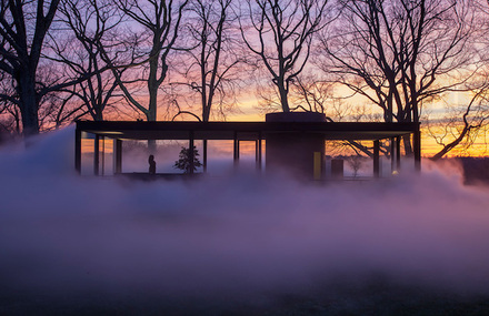 Glass House in Fog