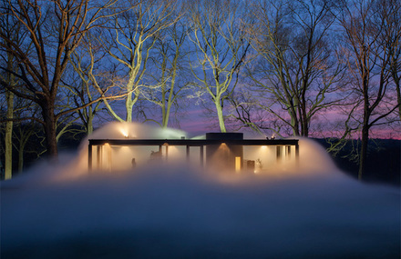 Glass House in Fog