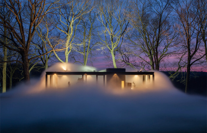 Glass House in Fog