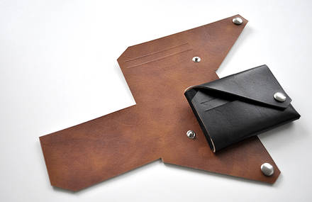 Handmade foldable leather wallet by Lemur