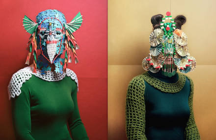 Portraits of People Wearing Board Game Masks