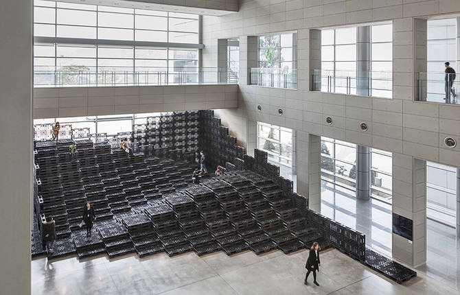 Tectonic Landscape with 1000 Recycled Pallets