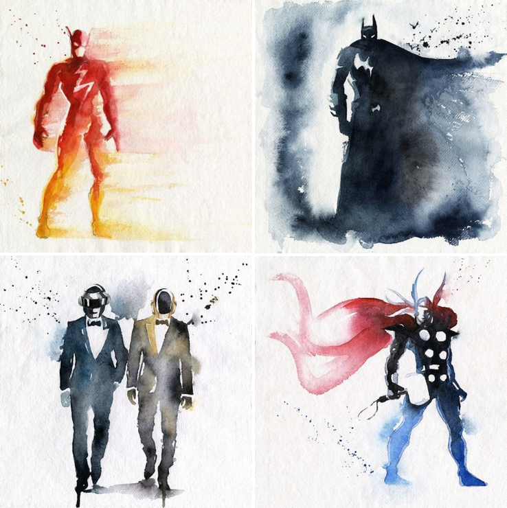 Watercolor Super Heros