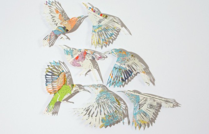 A Map Laser Cut in Birds Paper Art