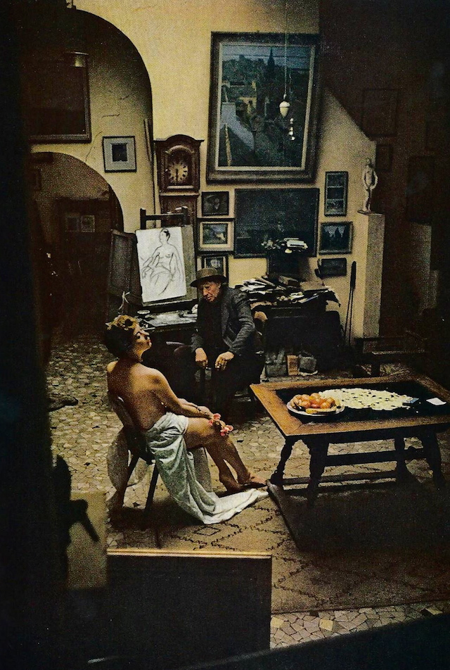 11-Artist model strikes a pose in a Montmartre studio-June1960
