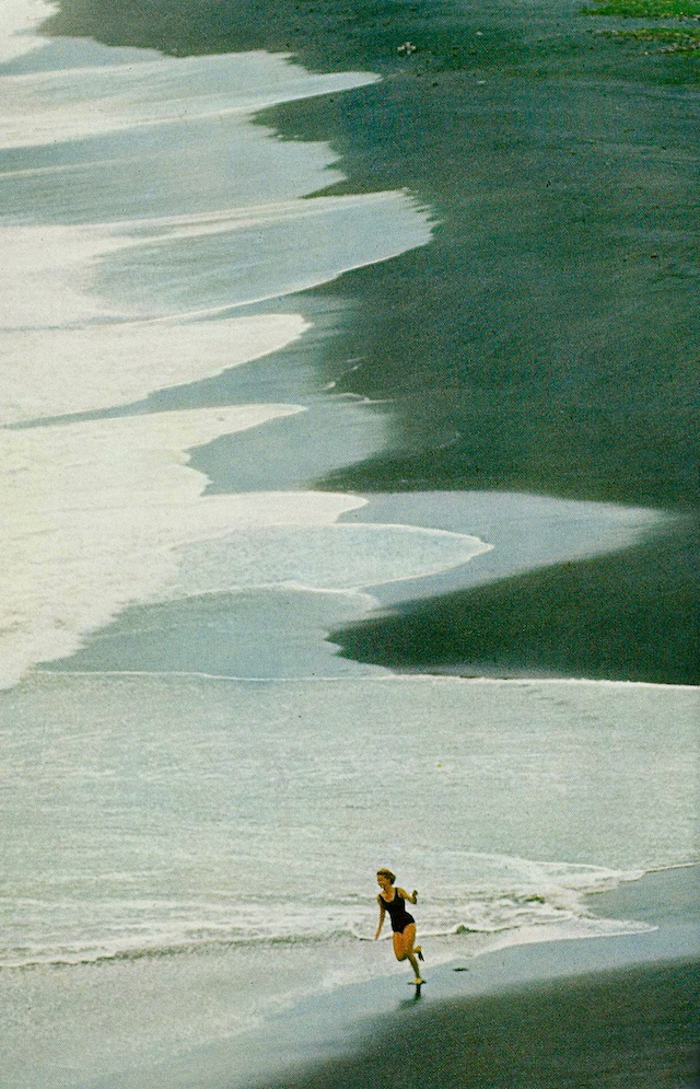 35-A solitary sprinter dashes along surf-scalloped St Vincent-Dec1965
