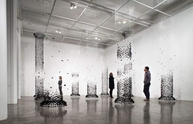 Columns of Suspended Charcoal