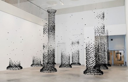 Columns of Suspended Charcoal