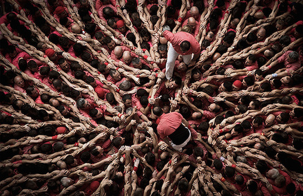 Human Towers Aerial Photos