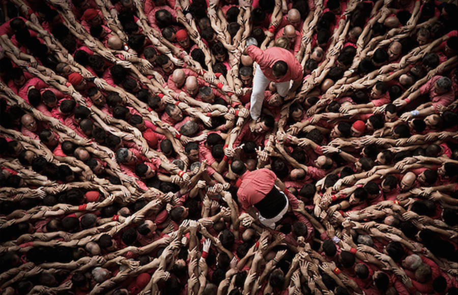 Human Towers Aerial Photos