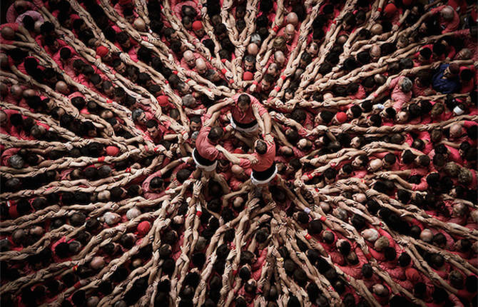 Human Towers Aerial Photos