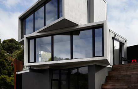 Concrete Timber Boxes House