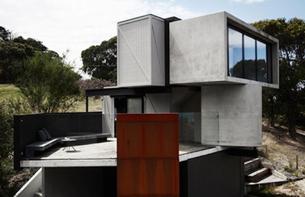 Concrete Timber Boxes House