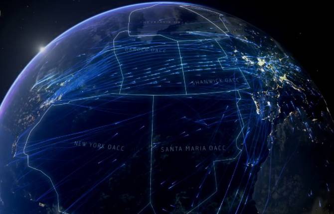 Transatlantic Air Traffic in 24 Hours