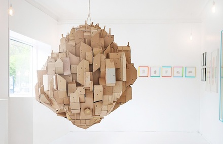 Floating City Cardboard Sculpture