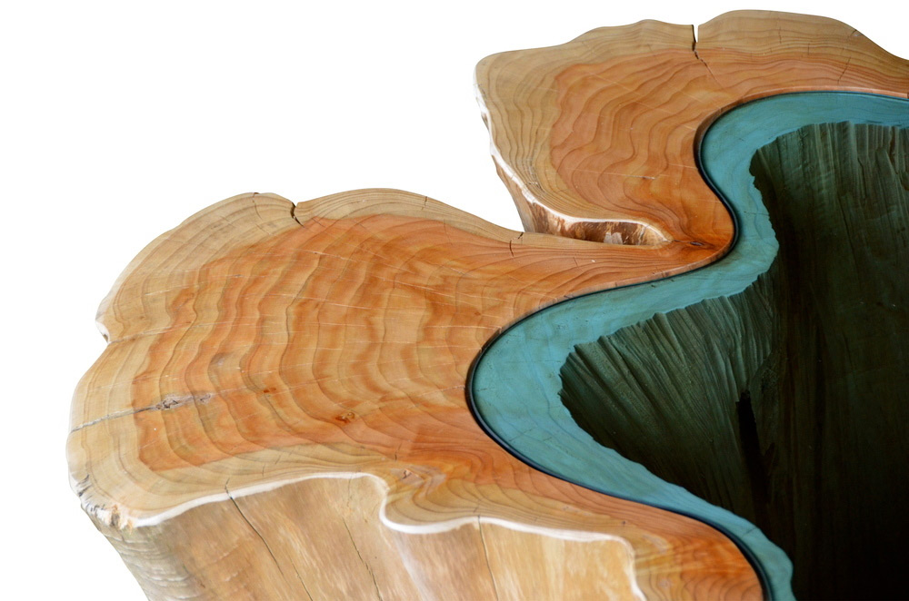 Wood Table With Glass Rivers And Lakes10