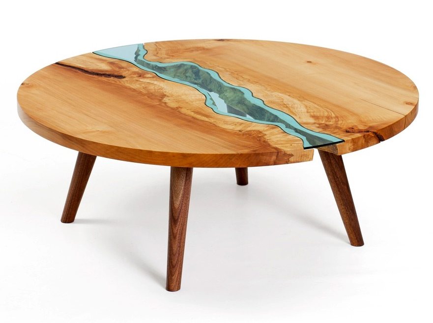 Wood Table With Glass Rivers And Lakes6