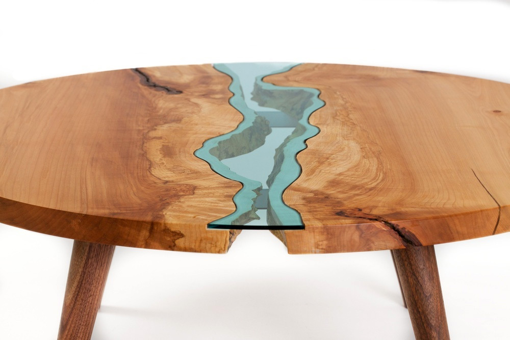 Wood Table With Glass Rivers And Lakes7