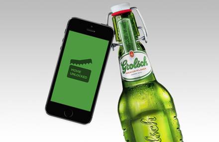 Bluetooth technology developed for Grolsch bottles unlocks movies online.