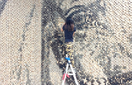 Horse Face made from 10800 Wooden Cubes