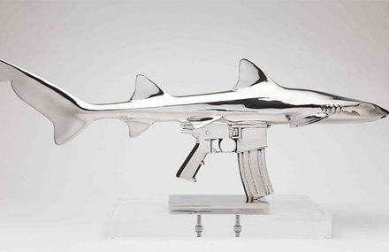 Surreal Shark Guns Sculptures