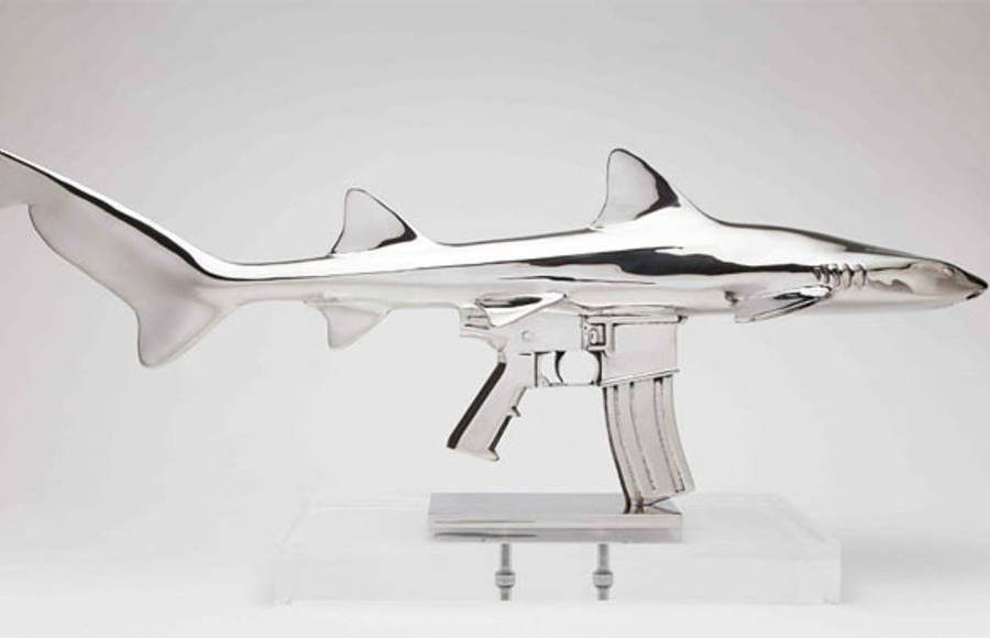 Surreal Shark Guns Sculptures