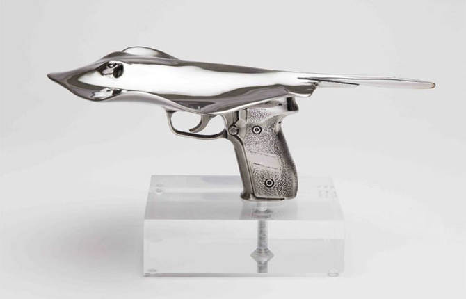 Surreal Shark Guns Sculptures