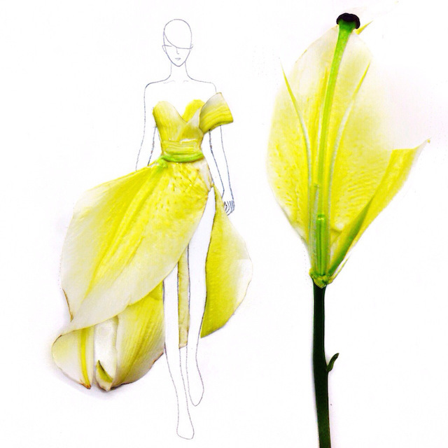 9 Creative Fashion Sketches With Flowers by Grace Ciao