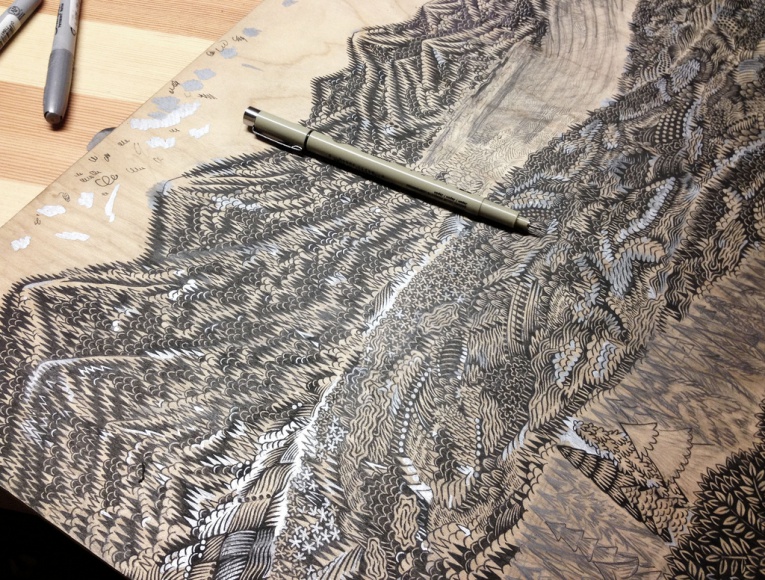 Overlook Woodcut Drawing12