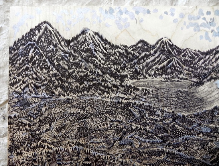 Overlook Woodcut Drawing13