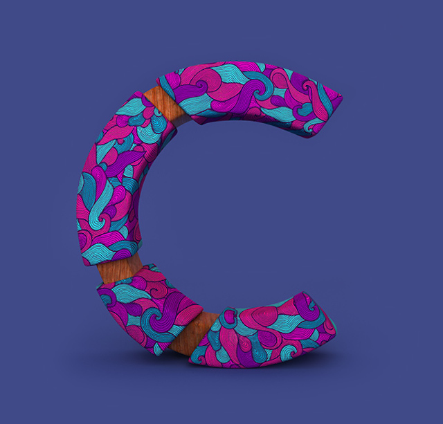 3D Patterned Alphabet-C