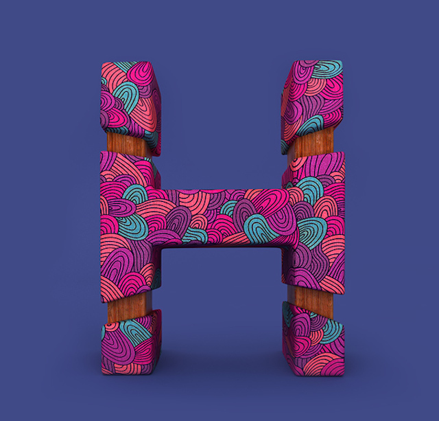 3D Patterned Alphabet-H
