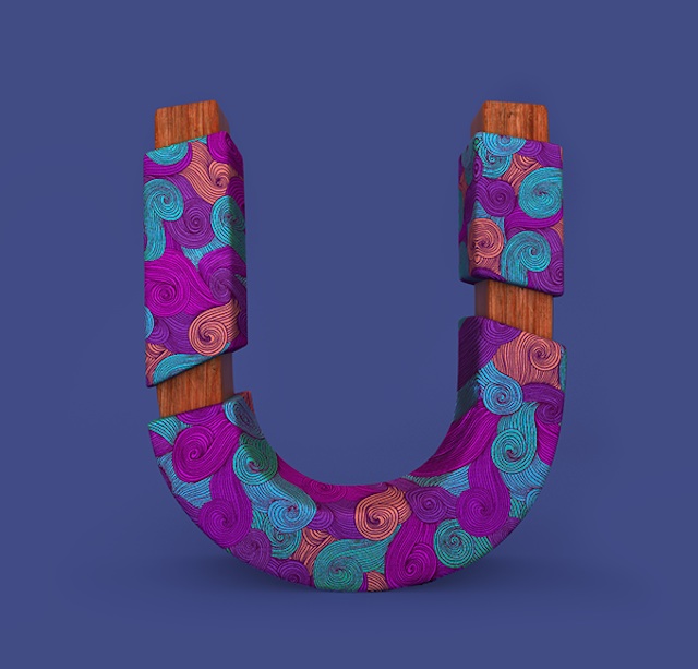 3D Patterned Alphabet-U