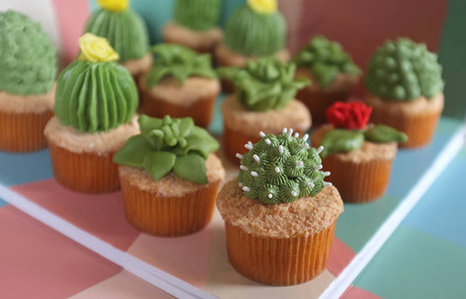 House Plant Cactus Cupcakes