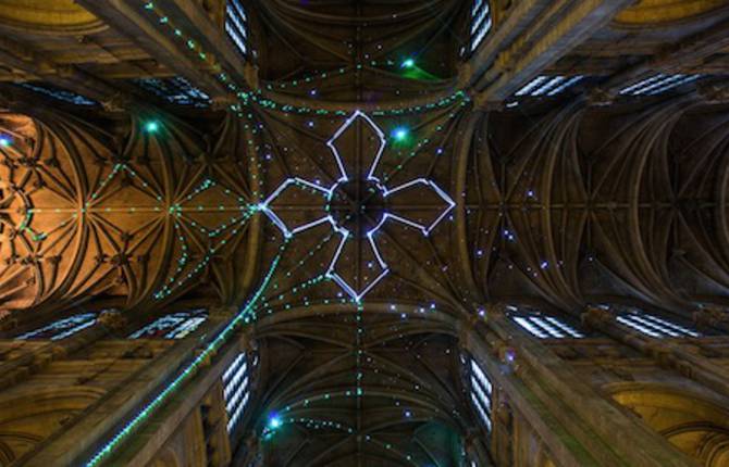 Laser Constellation on A Church’s Ceiling