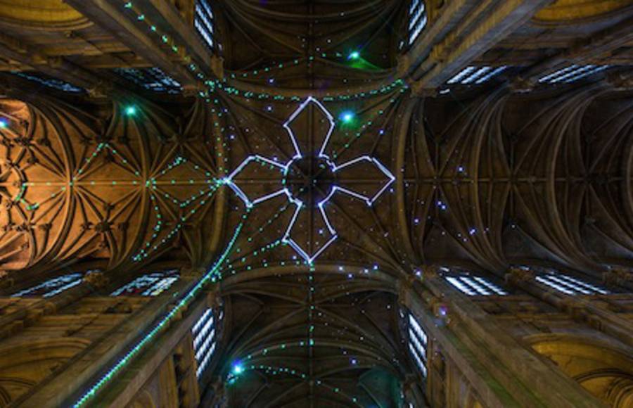 Laser Constellation on A Church’s Ceiling