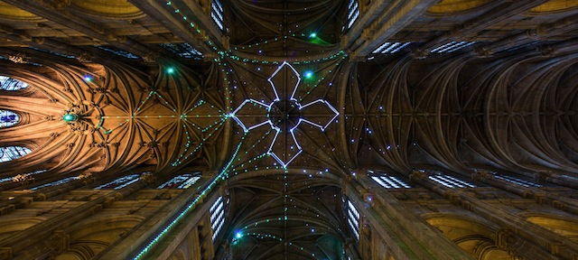 Laser Constellation On A Church's Ceiling-0