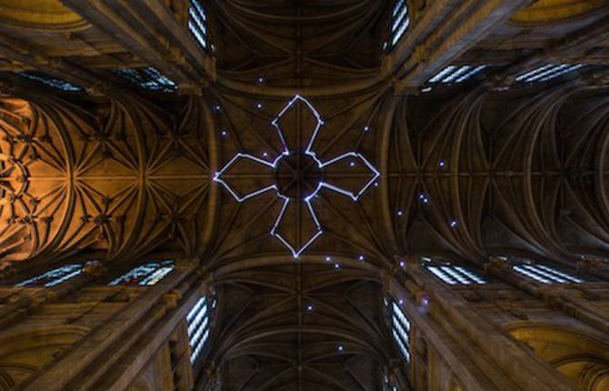 Laser Constellation on A Church’s Ceiling