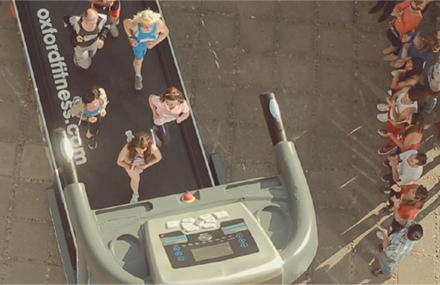 giant treadmill for 10 runners at the same time!