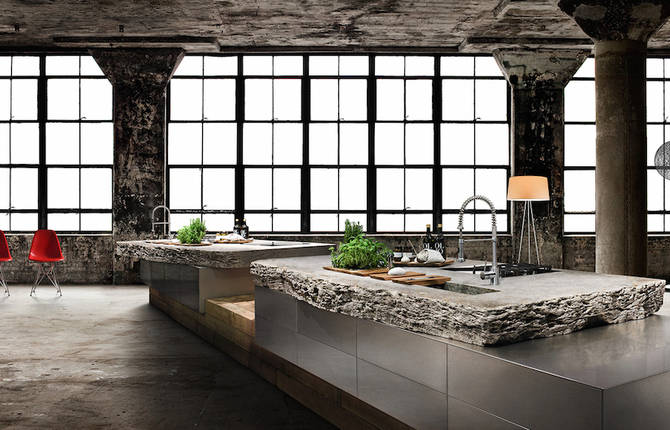Oak Concrete Kitchen by Werkhaus