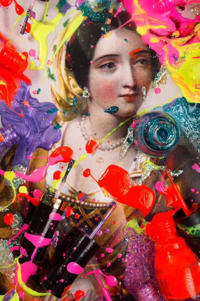 Classical Paintings Covered with Colorful Elements Media