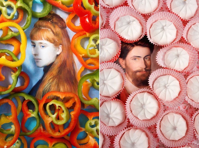 Classical Paintings Covered with Colorful Elements