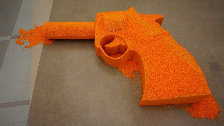Gun Sculpture Made with Cheese Puffs_1