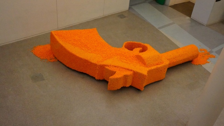 Gun Sculpture Made with Cheese Puffs_2