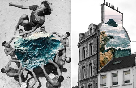 Vintage Photo-Collages Featuring Natural Elements