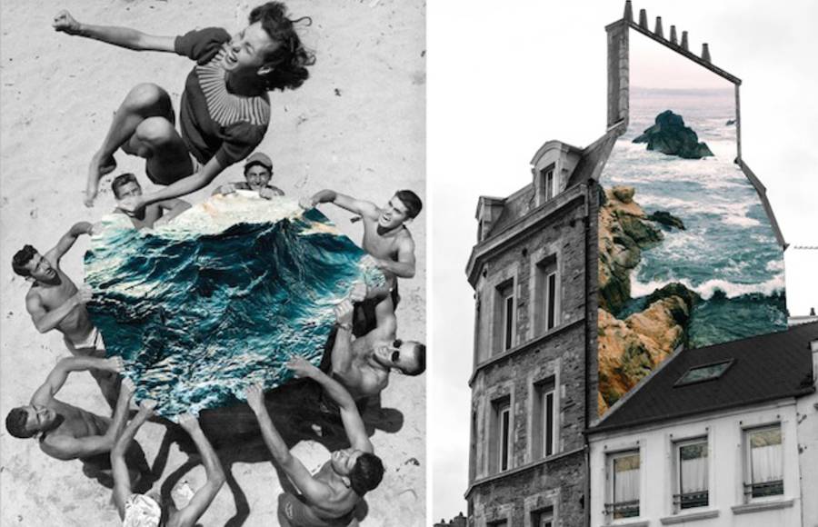 Vintage Photo-Collages Featuring Natural Elements