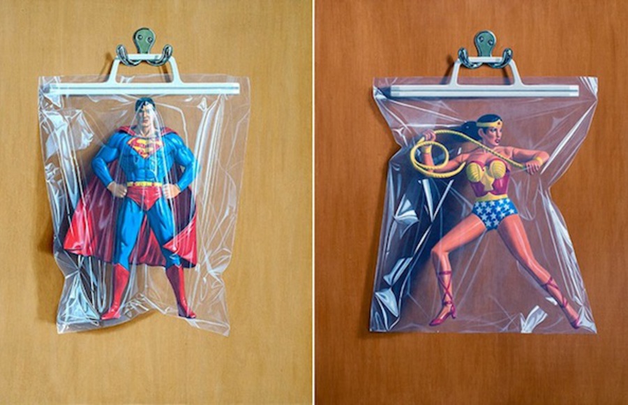 Paintings of Super Heroes in Plastic Pocket