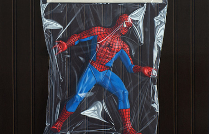 Paintings of Super Heroes in Plastic Pocket