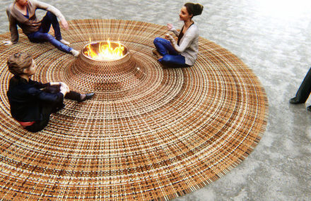 Conceptual Carpet Woven with Leather Strips