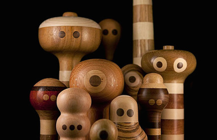 Wooden Robot Figurines